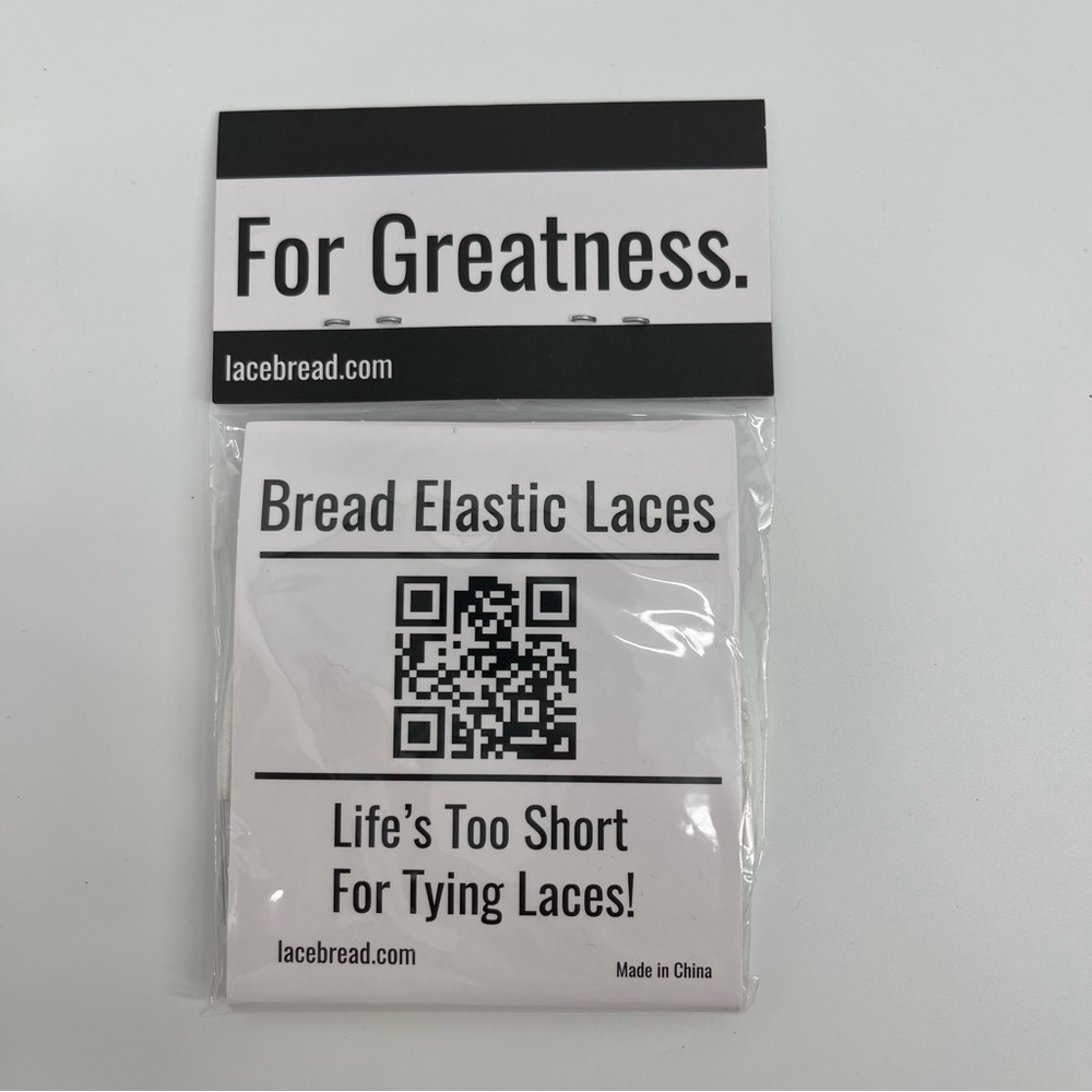 NWT BREAD Elastic No-Tie Shoe Laces — White 54" 8-10 Eyelets (2 Laces)